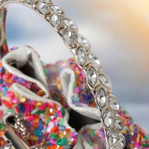 🆕️Sparkling Multicolor Stone & Rhinestone Evening Clutch Colorful Bucket Bag ✨ - Picture 6 of 13